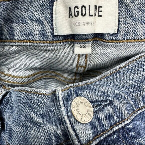 Agolde Women’s Nico Button-Fly Skinny‎ Luxury Raw Hem Blue Jeans W32-33/L26 - Picture 5 of 12